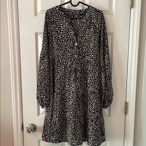 Elegant Black and White Polka Dot Dress